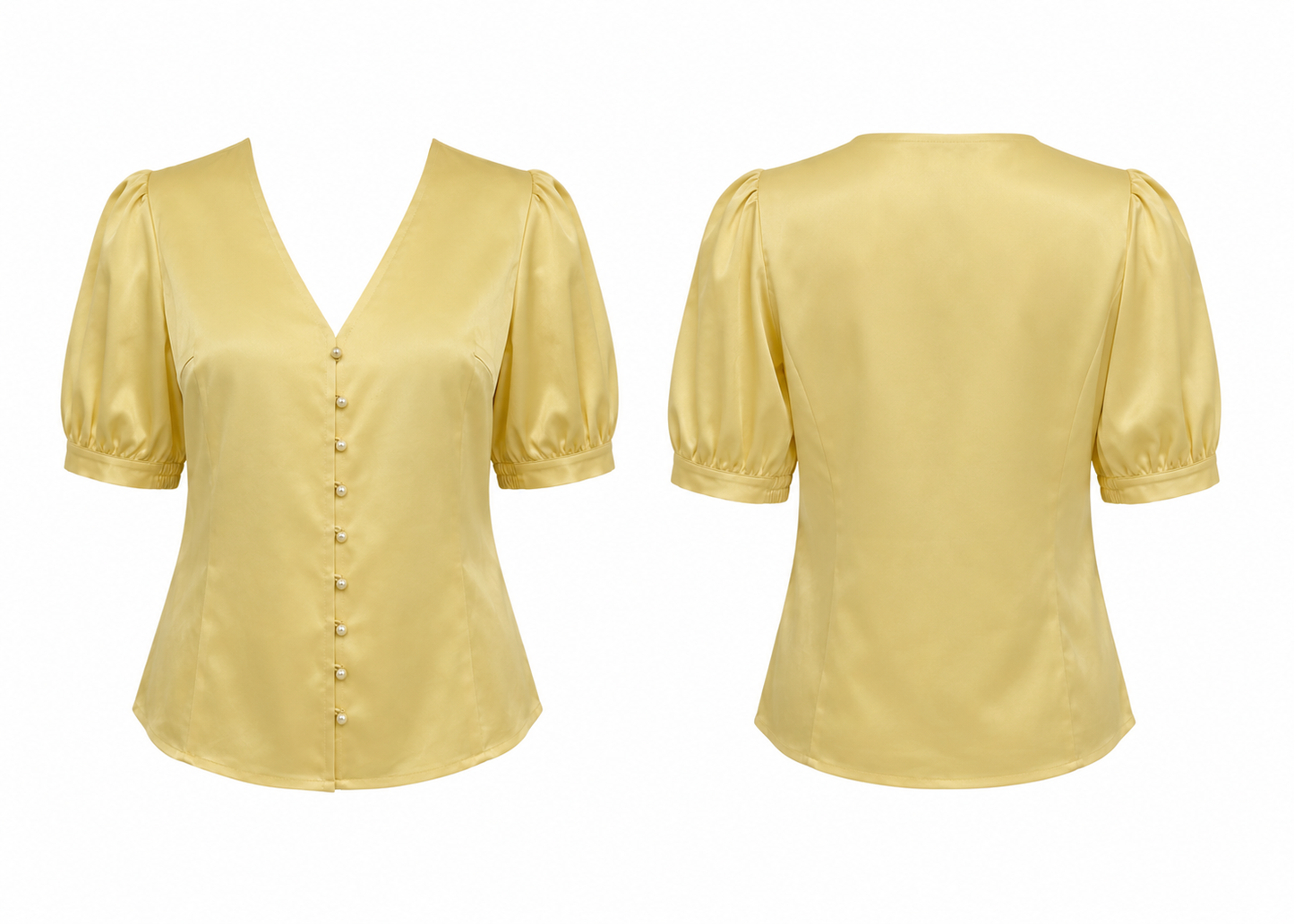 SAGA SATIN V-HALSET TOP - gul