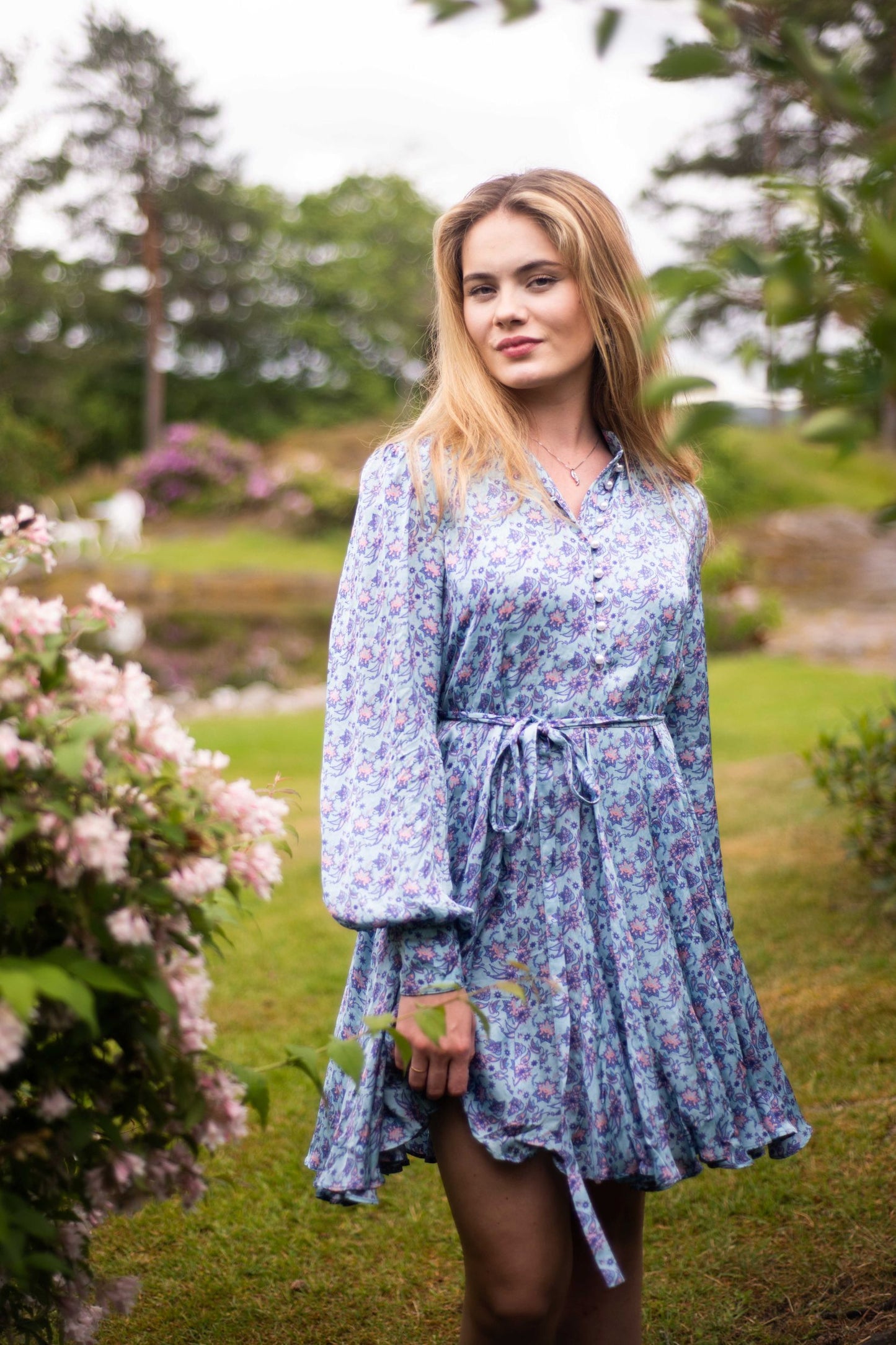 SIENNA SATIN DRESS - Blue