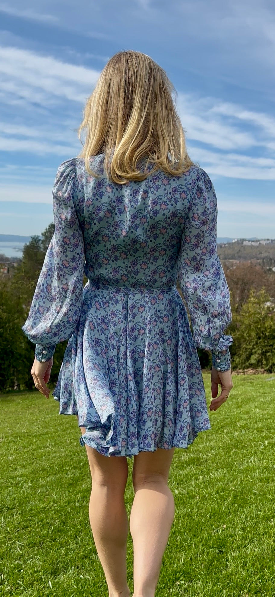 SIENNA SATIN DRESS - Blue