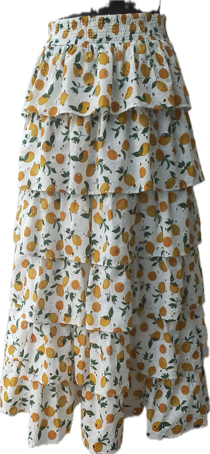 MIE LAYERED MAXISKIRT - hvid/orange