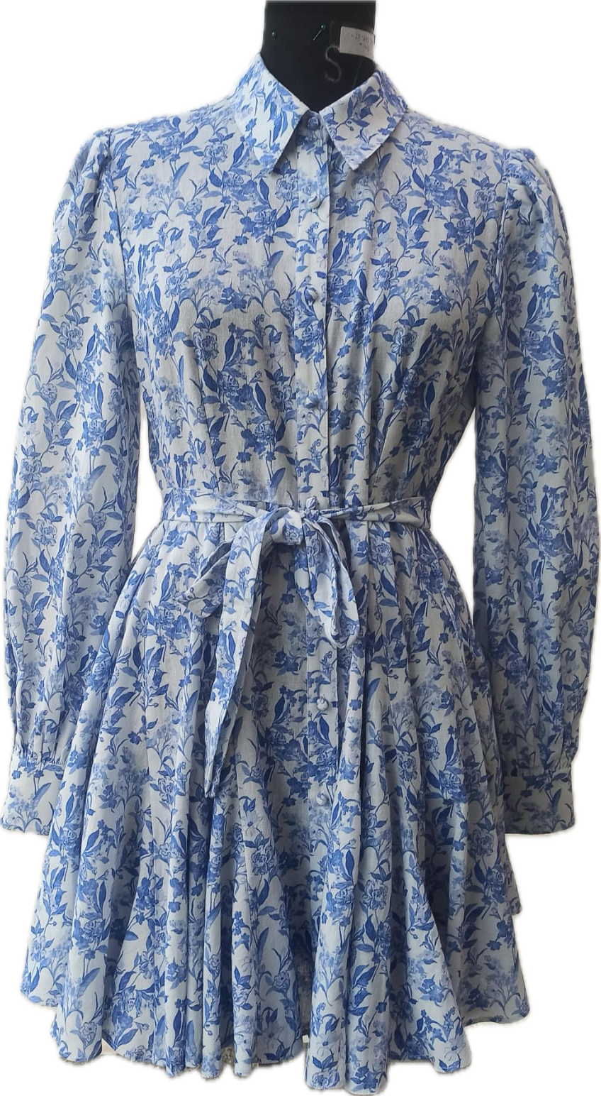 SOPHIE SHIRT DRESS - Blå/hvid
