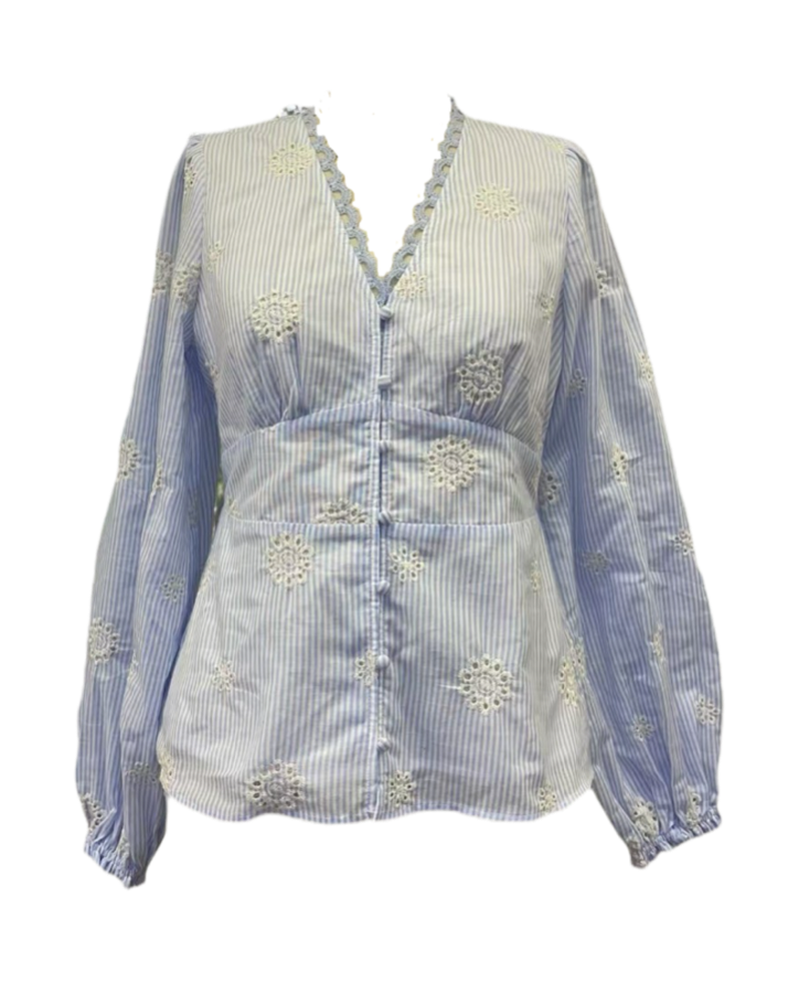 TINA STRIBET BOMULDSBLUSE