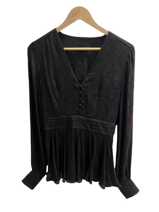 ELI JACQUARD BLOUSE - Black